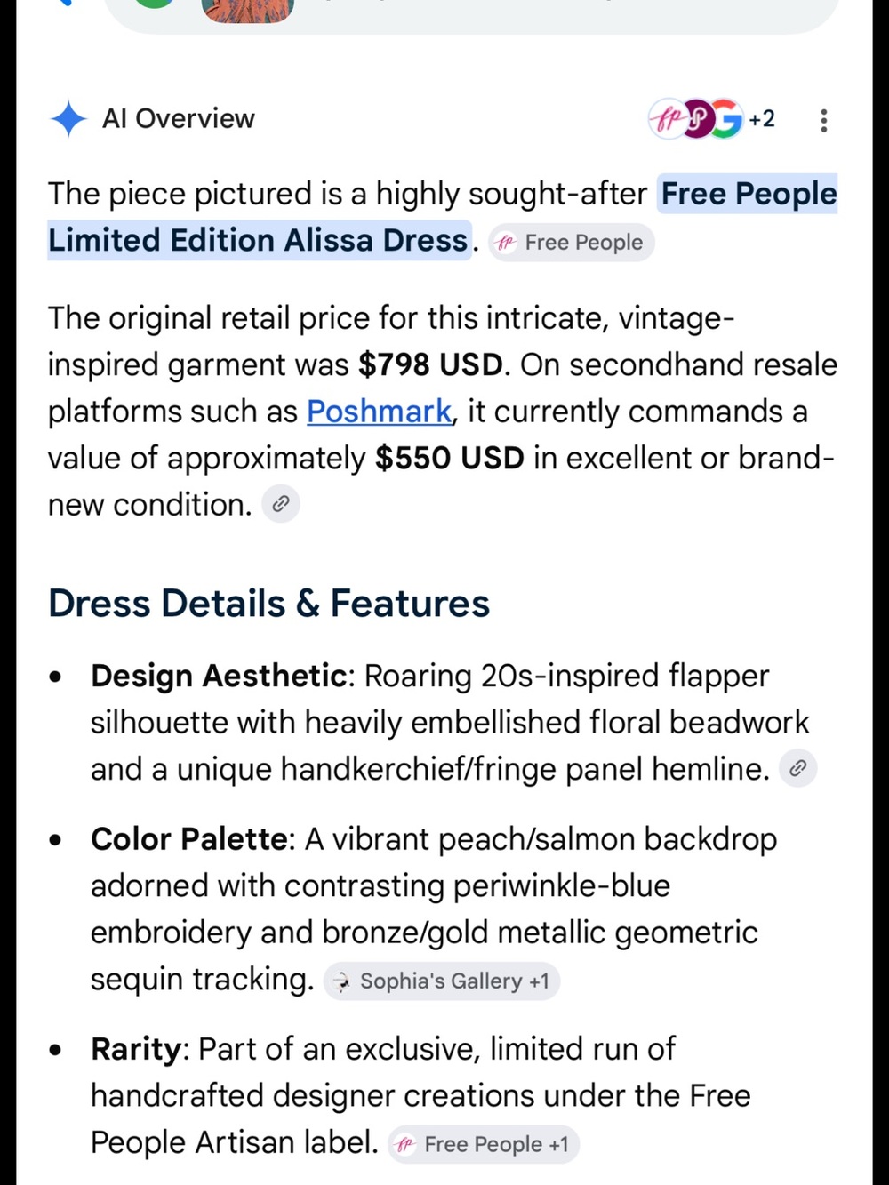 Free People Coral Maxi Dress with Blue Embroidery - Picture 4 of 4
